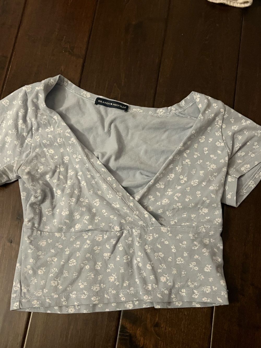 Brandy Melville Light Blue Floral Amara top